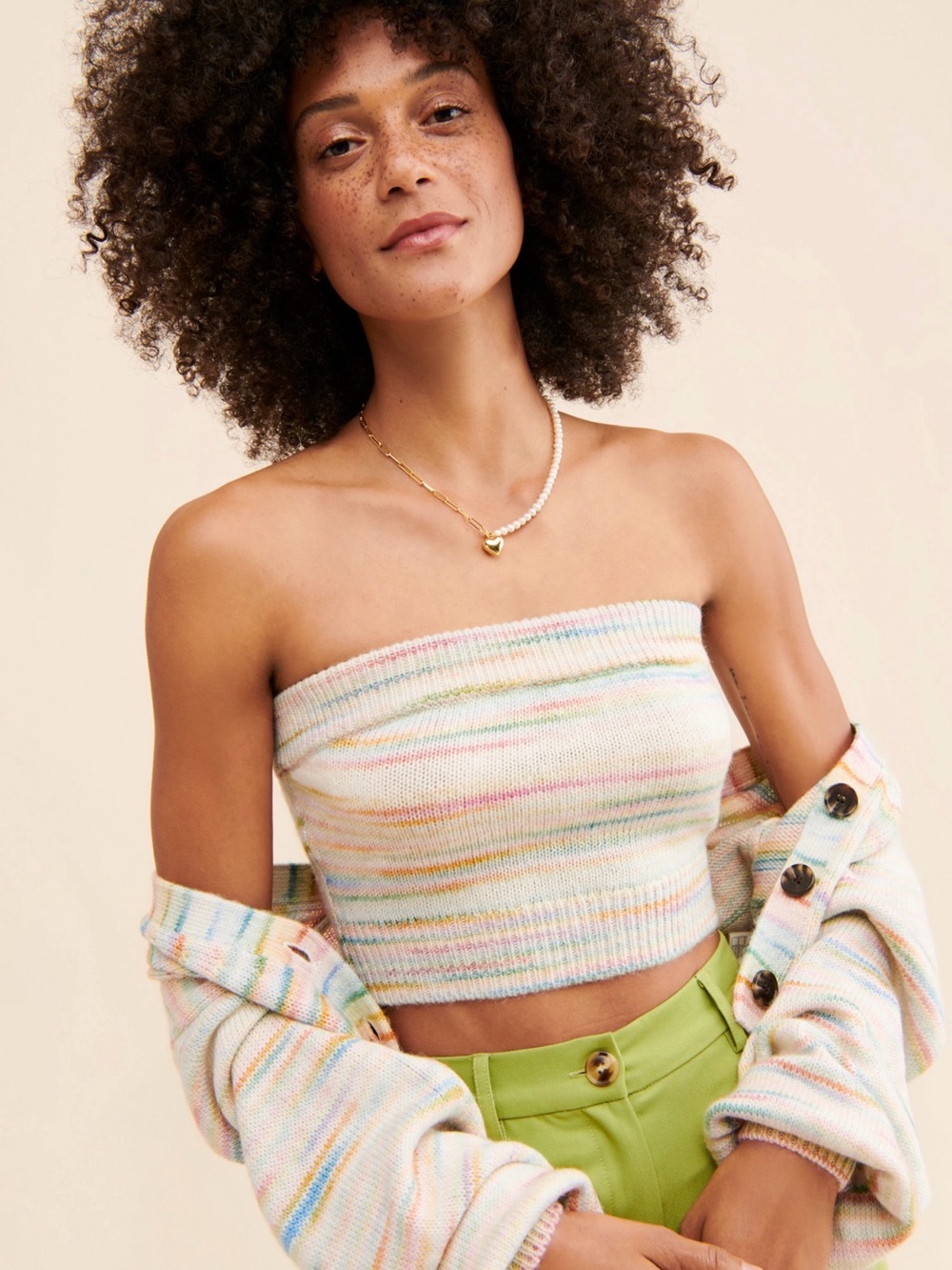 BB Dakota Pastel Multicolor Striped Strapless Tube Top